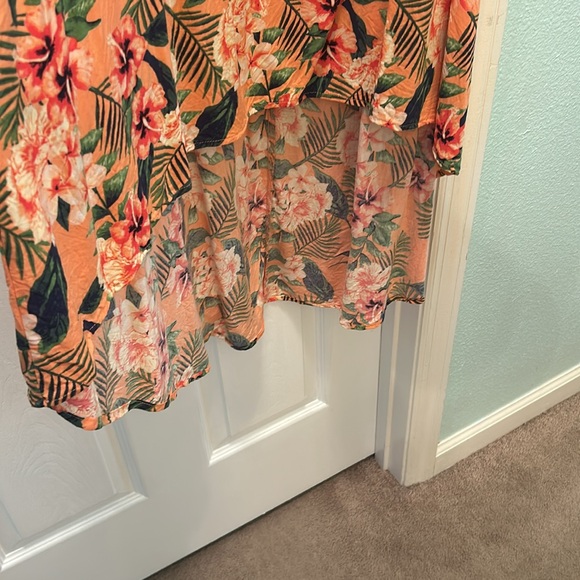 Floral Orange Women's Dress - Picture 3 of 3